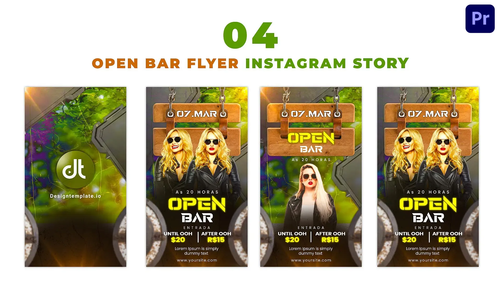 Open Bar Happy Hour Flyer Instagram Story